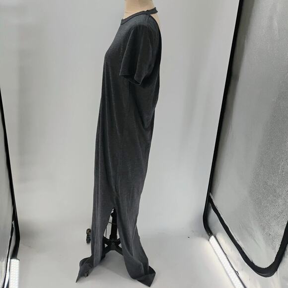 Lunya Restore Long Maxi Dress In Meditative GREY Open back Side Slit - Picture 7 of 13